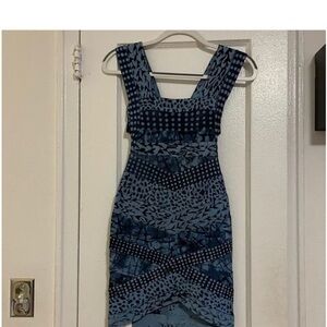 Herve Leger Blue Patterned Midi Dress